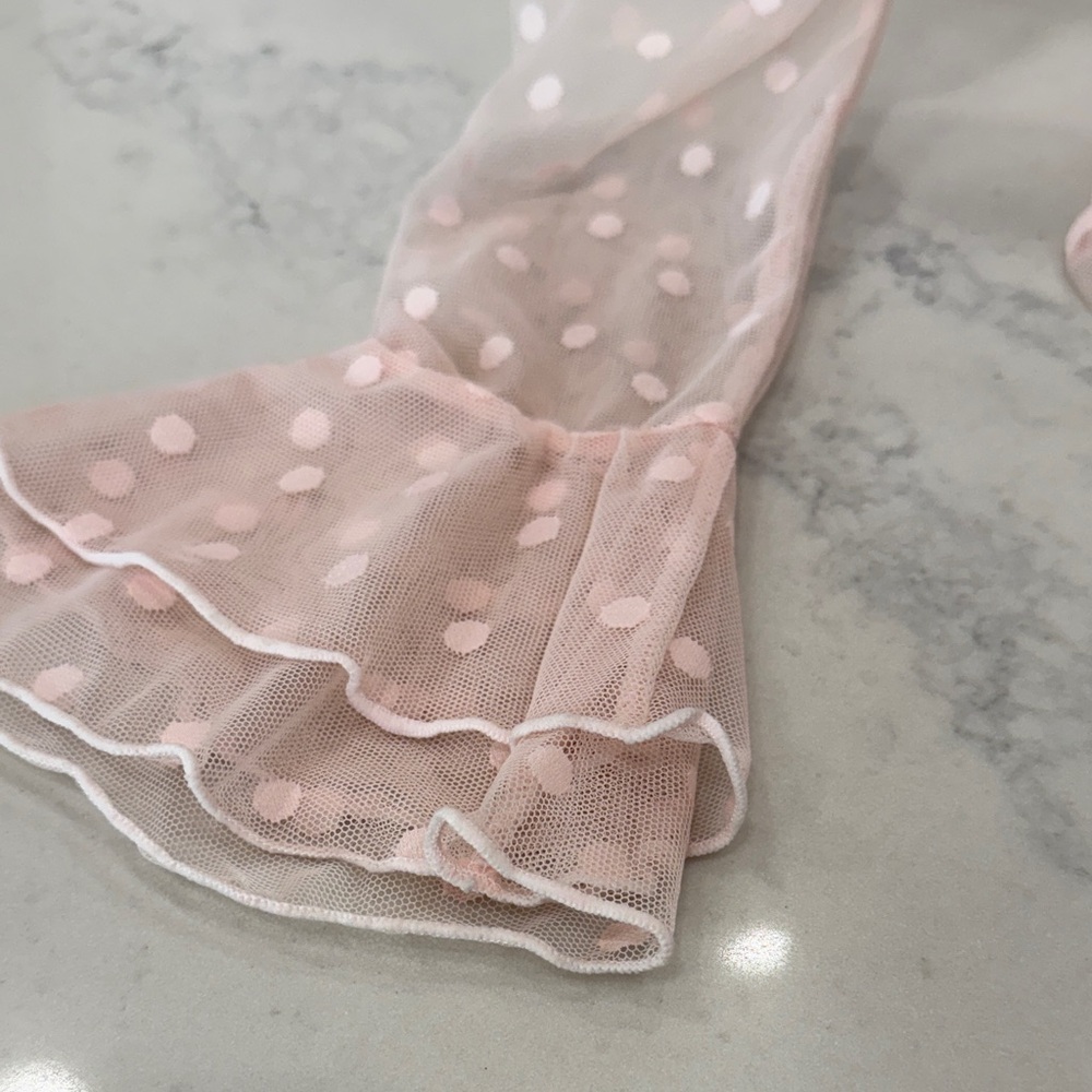 Sheer Pink Polka Dot Ruffle Blouse from Free People - Picture 4 of 7